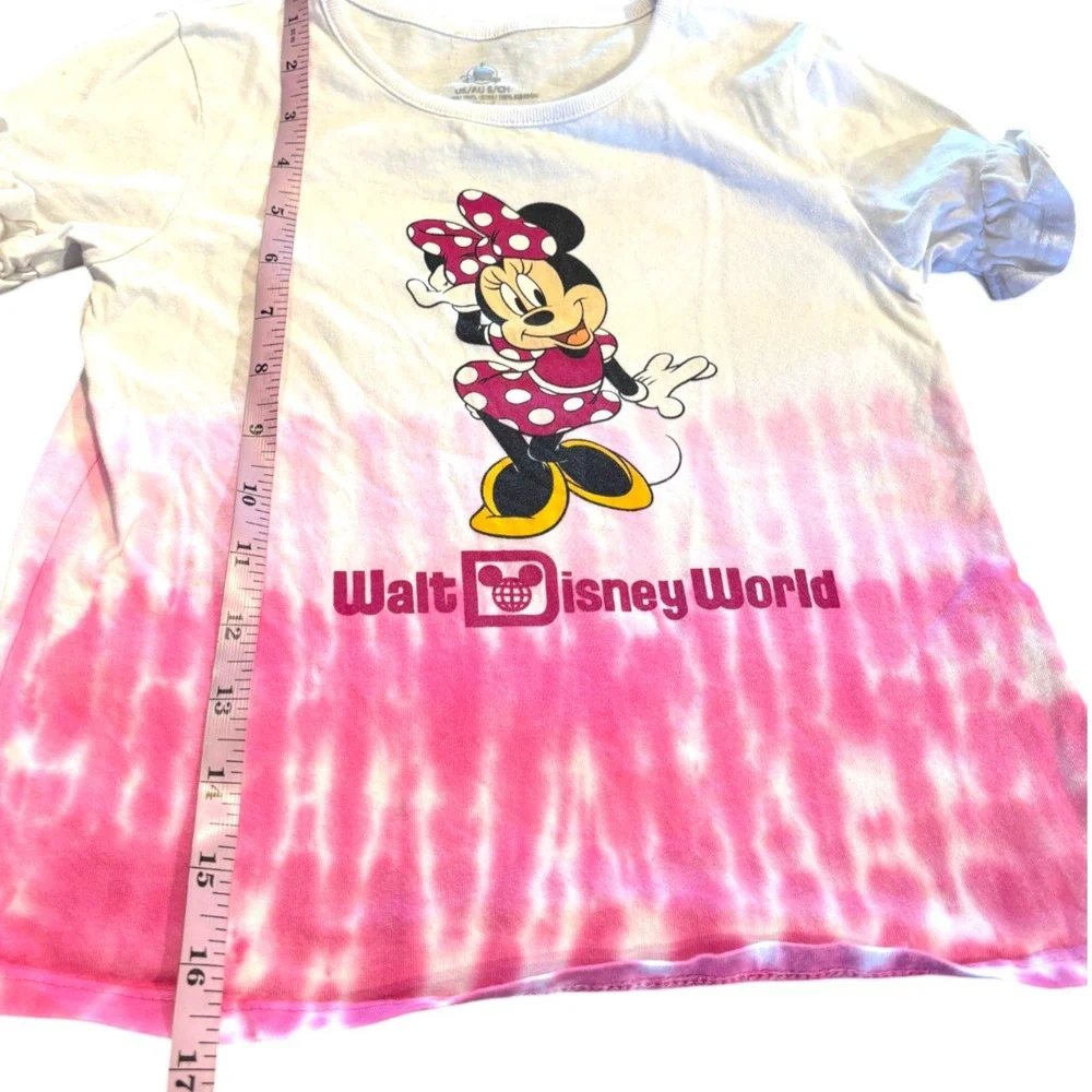 Disney Parks Minnie Mouse Walt Disney‎ World Pink Tie Dye Ruffle Sleeve Shirt S
